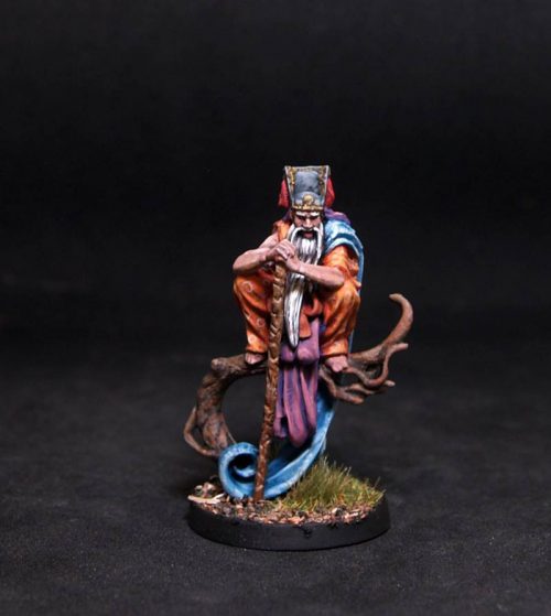 Old man on tree.Rpg character.Hand painted miniature