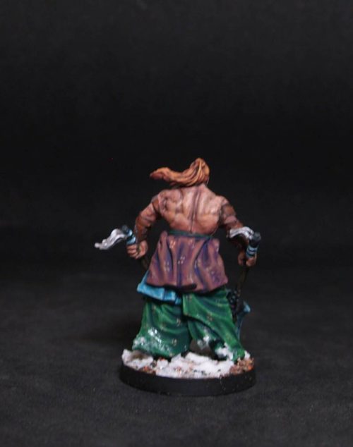 Oriental warrior w two axes.Rpg character.Hand painted miniature